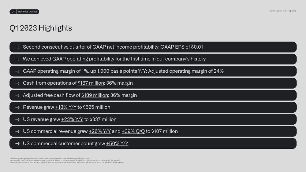 Palantir Q1 2023 Business Update, page 3