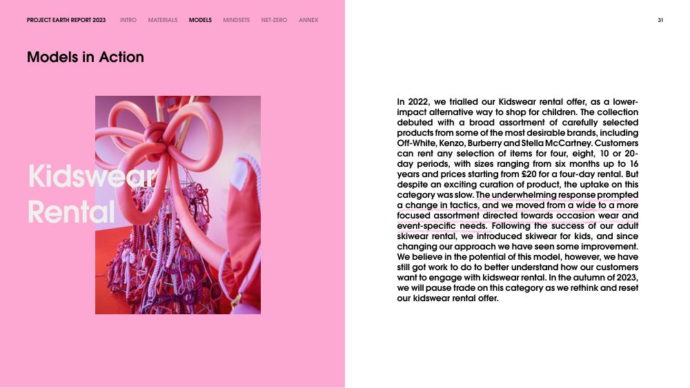 Selfridges Project Earth Report 2023, page 31