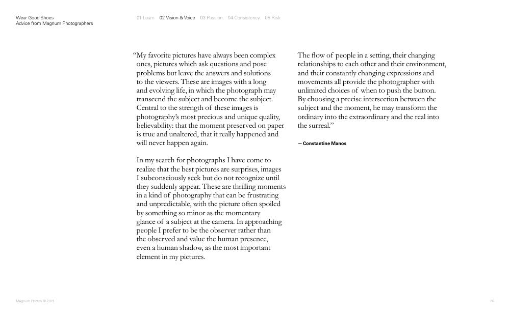 Wear Good Shoes: Advice from Magnum Photographers, page 26